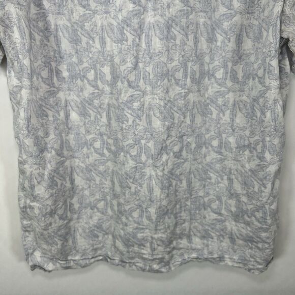 Johnston & Murphy Short Sleeve Button Up 100% Linen Shirt Large Purple Floral - Picture 11 of 11